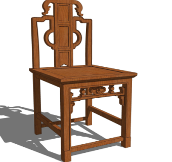 中式实木靠背椅su模型