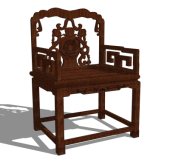 中式实木靠背椅su模型