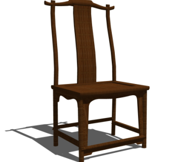 中式实木靠背椅su模型