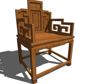 中式实木靠背椅su模型