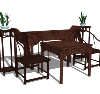 中式实木圈椅su模型