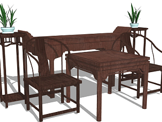 中式实木圈椅su模型