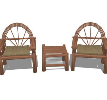 中式实木单椅su模型