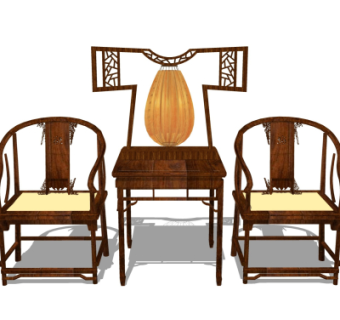 中式实木圈椅su模型