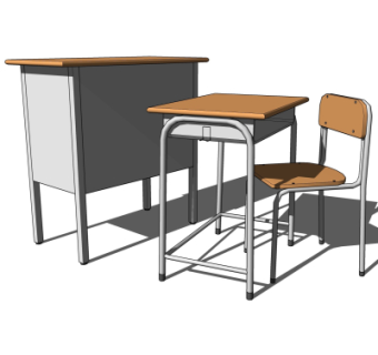 现代课桌椅su模型