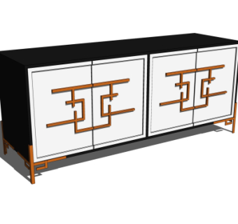 中式电视柜su模型