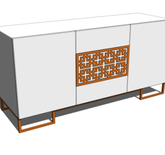 中式电视柜su模型