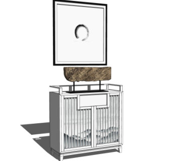 中式端景柜su模型