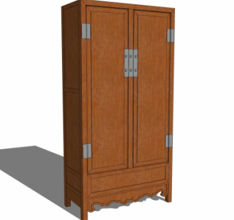 中式实木衣柜su模型