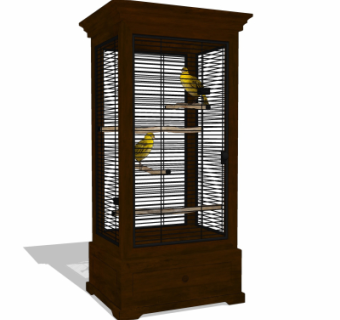 中式实木鸟笼su模型