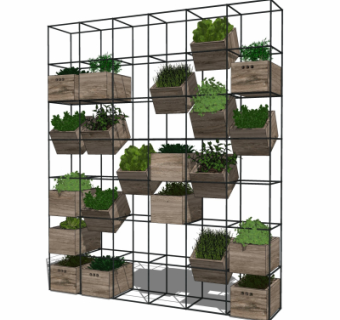 工业风绿植盆栽装饰架su模型