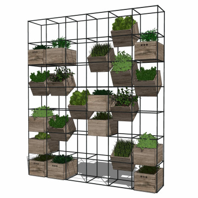 工业风绿植盆栽装饰架su模型