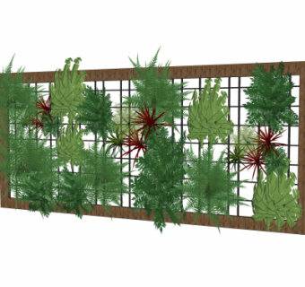 现代绿植背景墙su模型