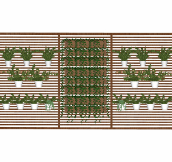 现代盆栽藤曼背景墙su模型