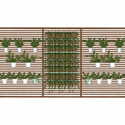 现代盆栽藤曼背景墙su模型