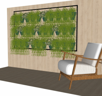 现代绿植背景墙su模型