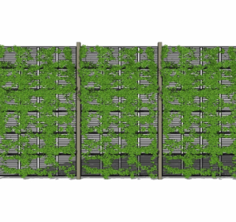现代绿植背景墙su模型