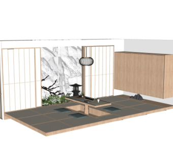 日式榻榻米茶桌椅su模型