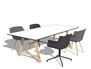现代小型会议桌椅su模型
