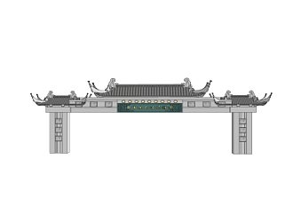 中式马头墙su模型