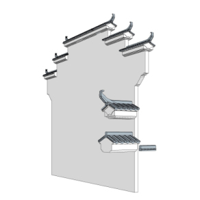 中式马头墙su模型