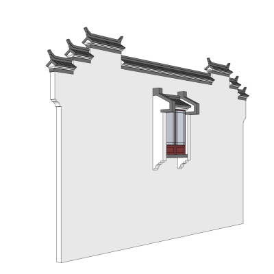 新中式马头墙su模型