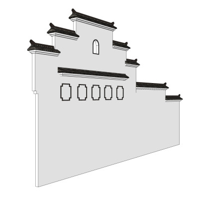 新中式马头墙su模型
