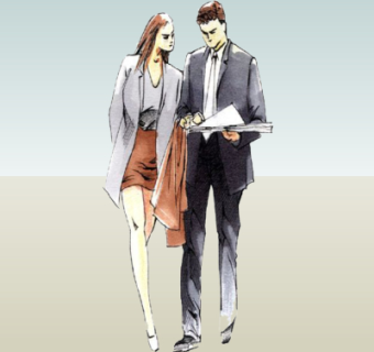 现代2d手绘人物组件su模型