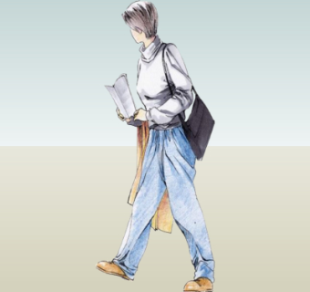 现代2d手绘人物组件su模型