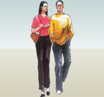 现代2d手绘人物组件su模型