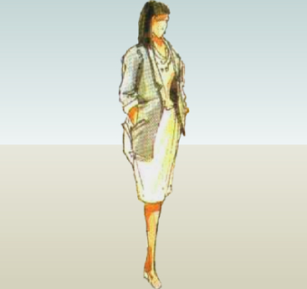 现代2d手绘人物组件su模型