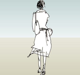 现代2d手绘人物组件su模型