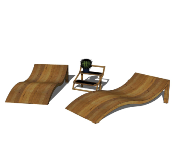 现代实木躺椅su模型