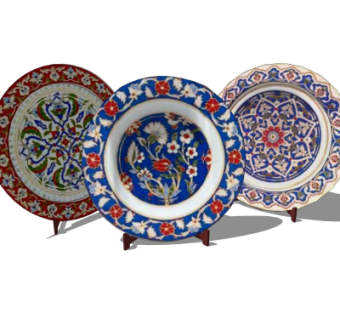 现代瓷盘摆件su模型