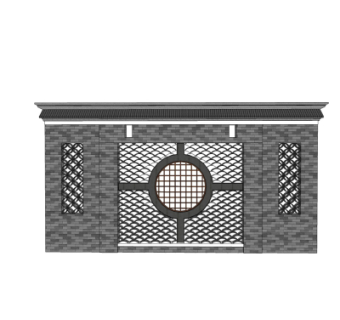 中式景观墙su模型