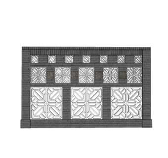 中式景观墙su模型