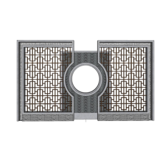 新中式景观墙su模型