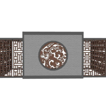 中式景观墙su模型