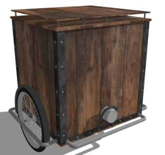 中式木推车su模型