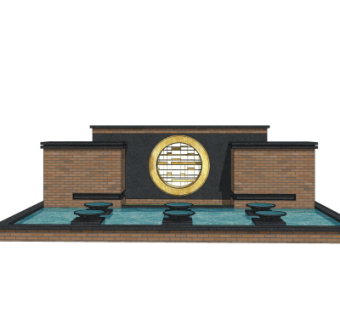 新中式景观墙su模型