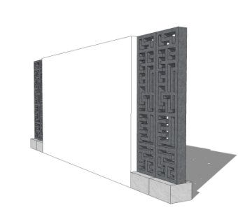 新中式景观墙su模型