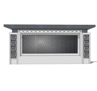 中式景观墙su模型