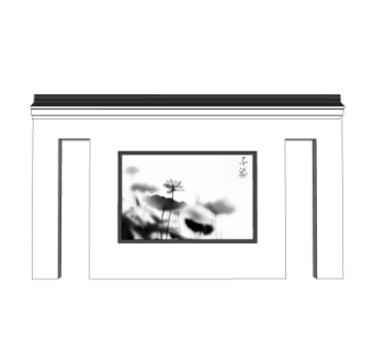 中式景观墙su模型