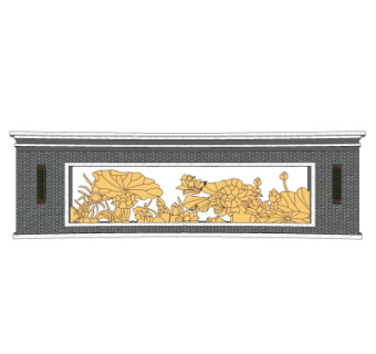 中式景观墙su模型