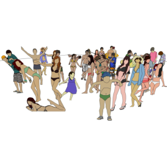 现代人物组合su模型