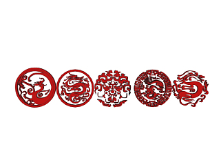 中式龙形雕花su模型