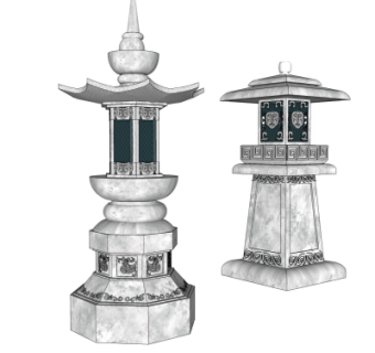 中式草坪灯景观灯su模型