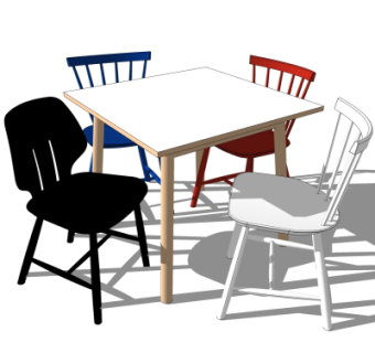 北欧休闲桌椅su模型