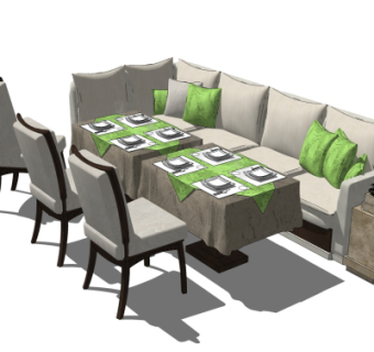 现代餐桌椅su模型