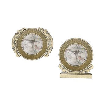 中式盘画摆件su模型